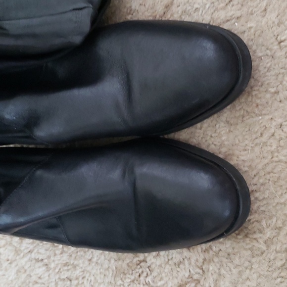 Parallele Paris black leather sock over the knee boots, almond toe, pull on boot - Picture 4 of 8